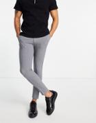 Asos Design Super Skinny Cropped Smart Pants In Gray-grey