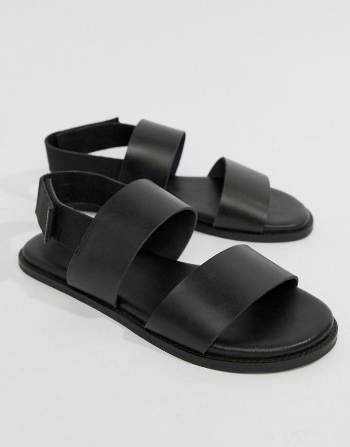 Kurt Geiger London Usher Leather Sandals In Black - Black