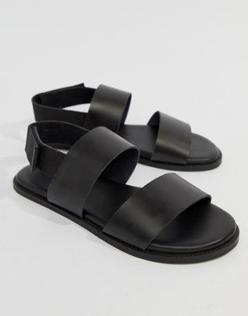 Kurt Geiger London Usher Leather Sandals In Black - Black