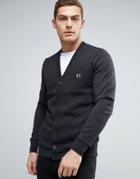 Fred Perry Texture Knit Cardigan Checkerboard In Gray Marl - Gray
