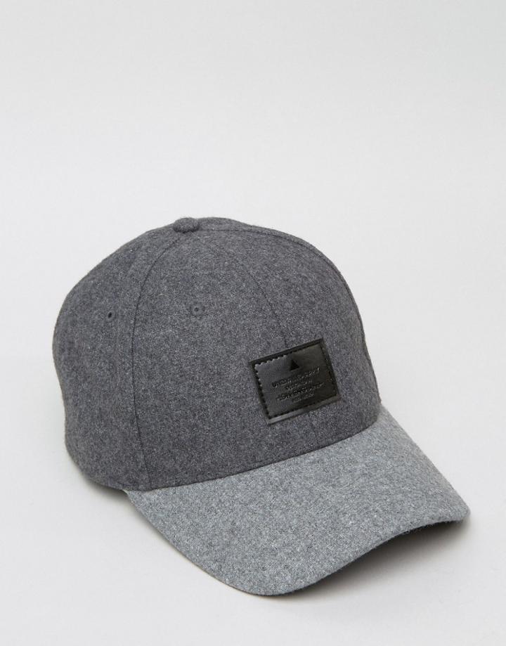 Asos Baseball Cap In Charcoal & Gray Melton - Gray