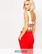 Lavish Alice Crop Top With Buckle Back - White