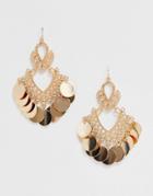 Asos Design Earrings With Disc Drop Detail In Gold Tone - Gold