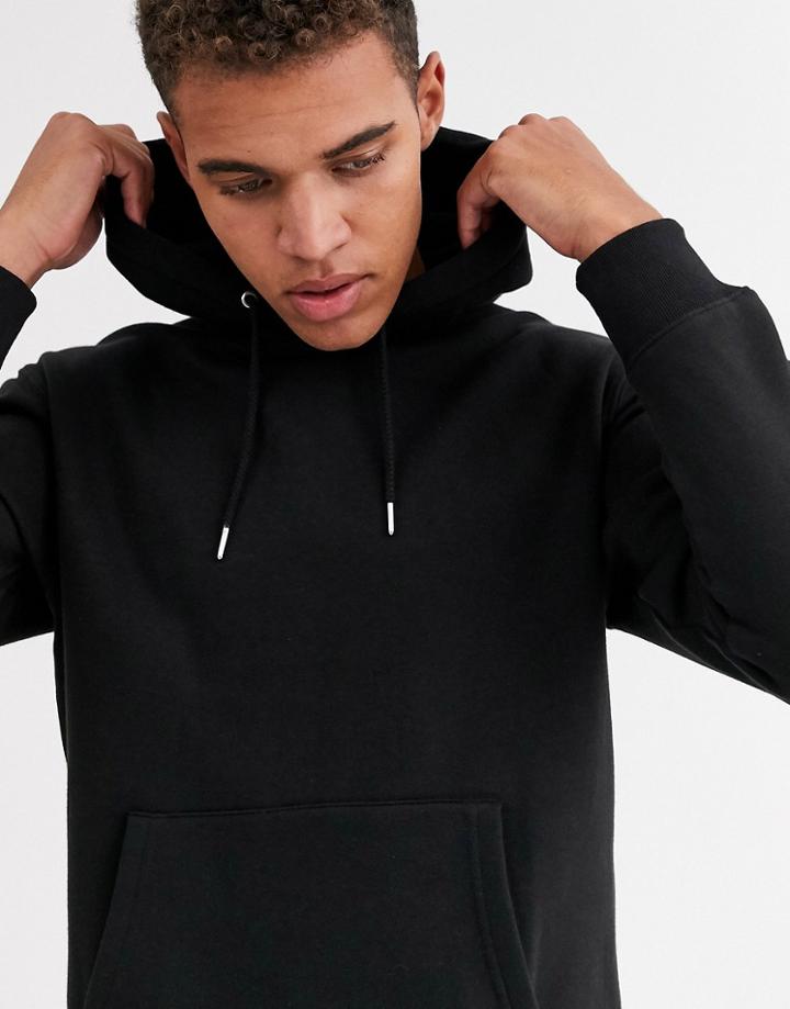 Jack & Jones Essentials Oversized Hooded Sweat In Black