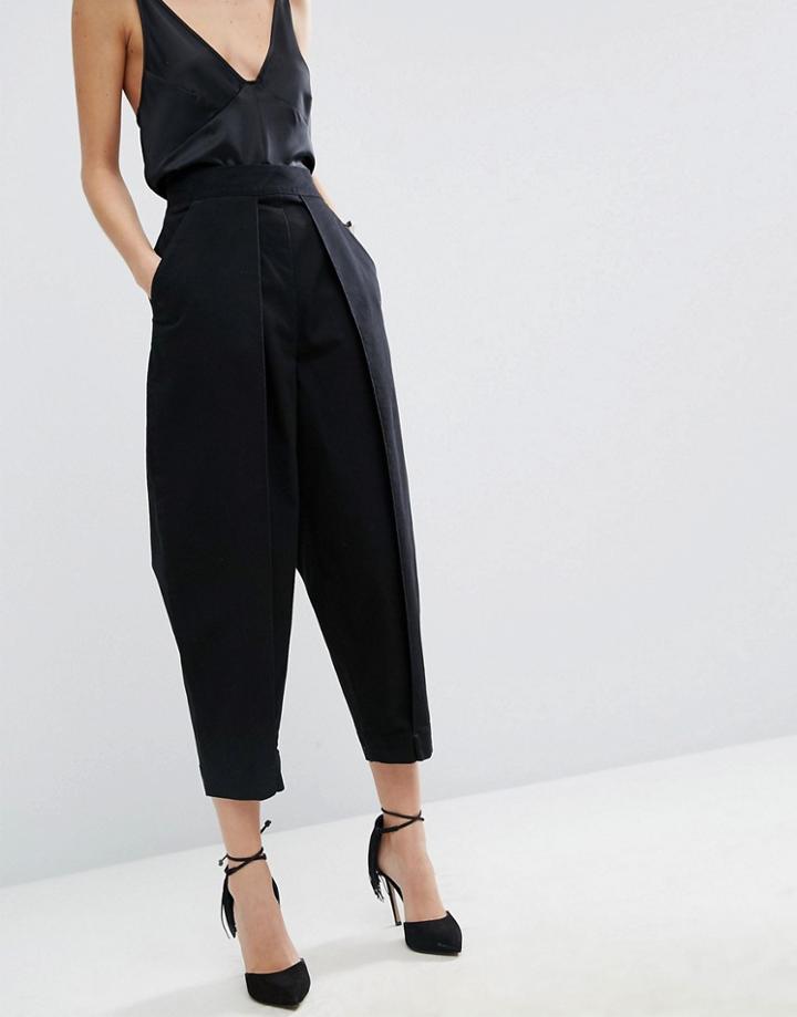 Asos White Mom Jean With Pleat Front Detail - Black