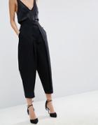Asos White Mom Jean With Pleat Front Detail - Black