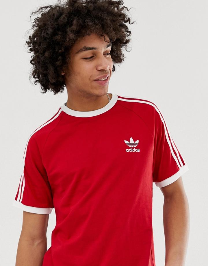 Adidas Originals 3 Stripe T-shirt Red Dv1565 - Red