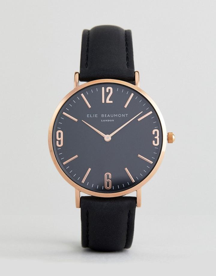 Elie Beaumont Black Tonal Watch With Black Straps - Black