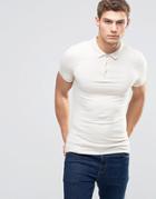 Asos Extreme Muscle Polo Shirt In Beige - White Cap Gray