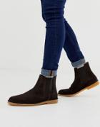 Selected Homme Suede Chelsea Boots In Brown - Brown
