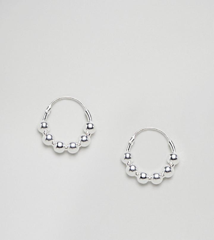 Asos Design Sterling Silver Ball Hoop Earrings - Silver
