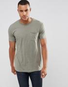Redefined Rebel Longline Pocket T-shirt With Stepped Hem - Green