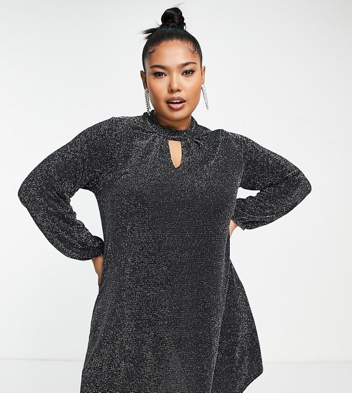 Yours Keyhole Top In Silver Glitter