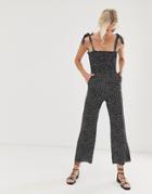 & Other Stories Dot Print Tie-shoulder Cami Jumpsuit In Black - Multi