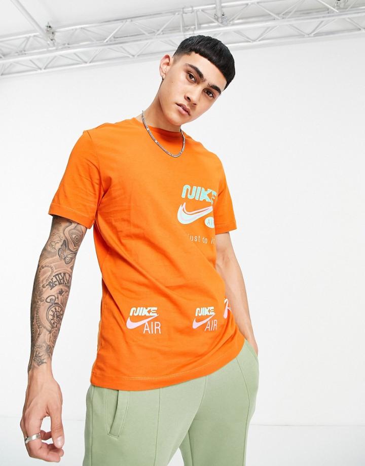 Nike Multibrand Swoosh Graphic T-shirt In Orange-brown