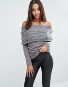 Michelle Keegan Loves Lipsy Off Shoulder Jumper - Gray