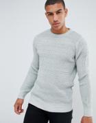 New Look Textured Knit Sweater In Gray - Silver