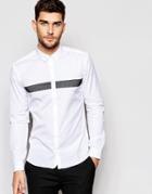 Hugo By Hugo Boss Smart Shirt With Mesh Chest Band Slim Fit - White