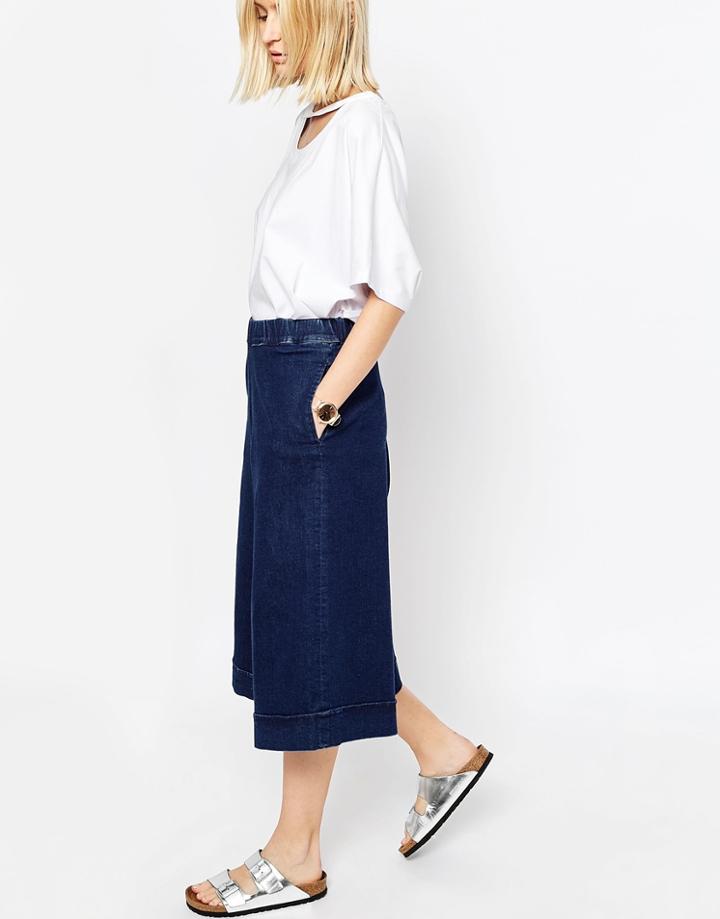 Asos White Denim Culottes - Blue