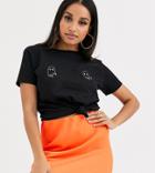 Asos Design Petite Halloween T-shirt With Reflective Ghost Print In Organic Cotton