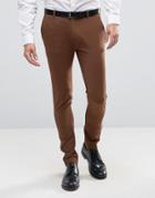Asos Extreme Super Skinny Smart Pants In Mid Brown - Brown