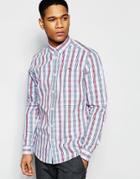 Solid Check Shirt With Button Down Collar - Light Blue