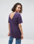 Asos T-shirt With Cutout Back - Purple