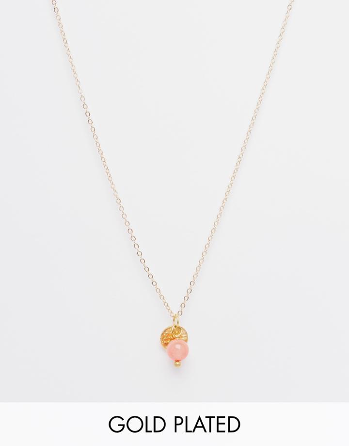 Mirabelle Coral Pendant On 45cm Gold Plated Chain - Coral