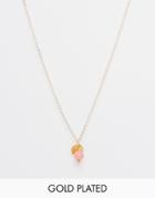Mirabelle Coral Pendant On 45cm Gold Plated Chain - Coral