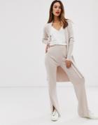 Mango Ribbed Pants Two-piece In Beige-brown