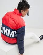 Tommy Jeans Reversible Padded Jacket In Navy/red - Navy