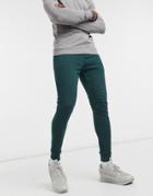 Asos Design Organic Skinny Sweatpants In Dark Green