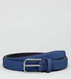 Asos Design Plus Smart Faux Leather Slim Belt In Navy With Silver Buckle - Navy