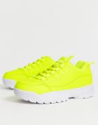 Truffle Collection Chunky Sneakers In Neon-yellow