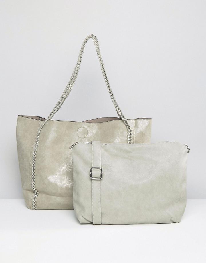 Aldo Metallic Shopper Bag - Gray