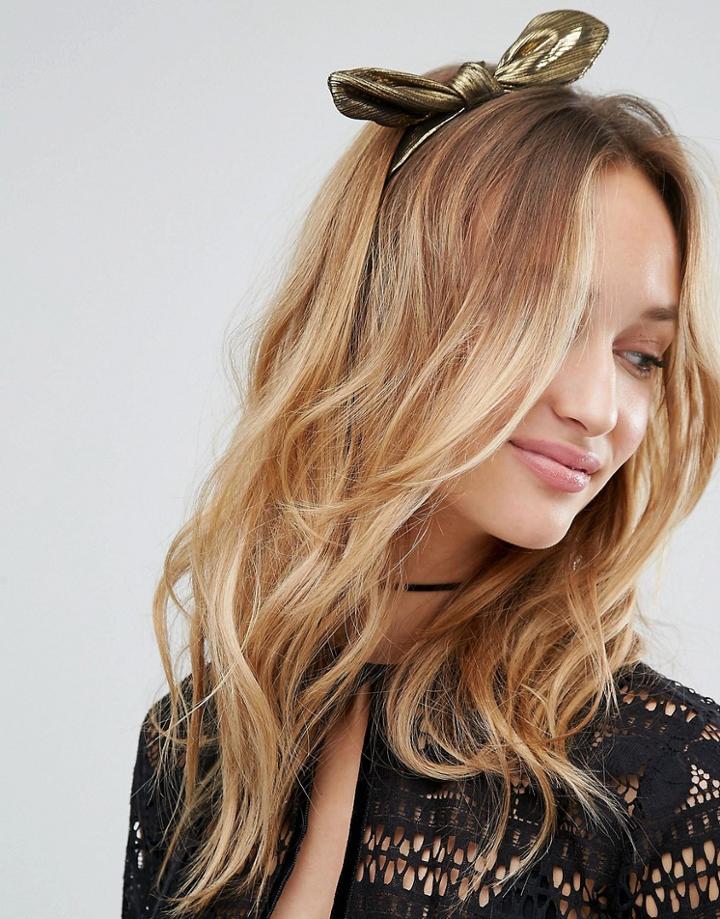 Johnny Loves Rosie Metallic Knot Headband - Gold