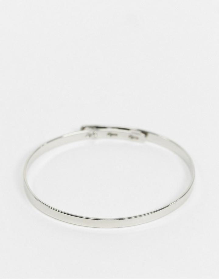 Asos Design Bangle Bracelet In Minimal Design In Silver Tone