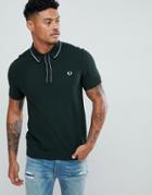 Fred Perry Slim Fit Tipped Placket Pique Polo Shirt In Green - Green