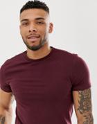 Asos Design Organic Skinny Fit Crew Neck T-shirt In Burgundy - Red