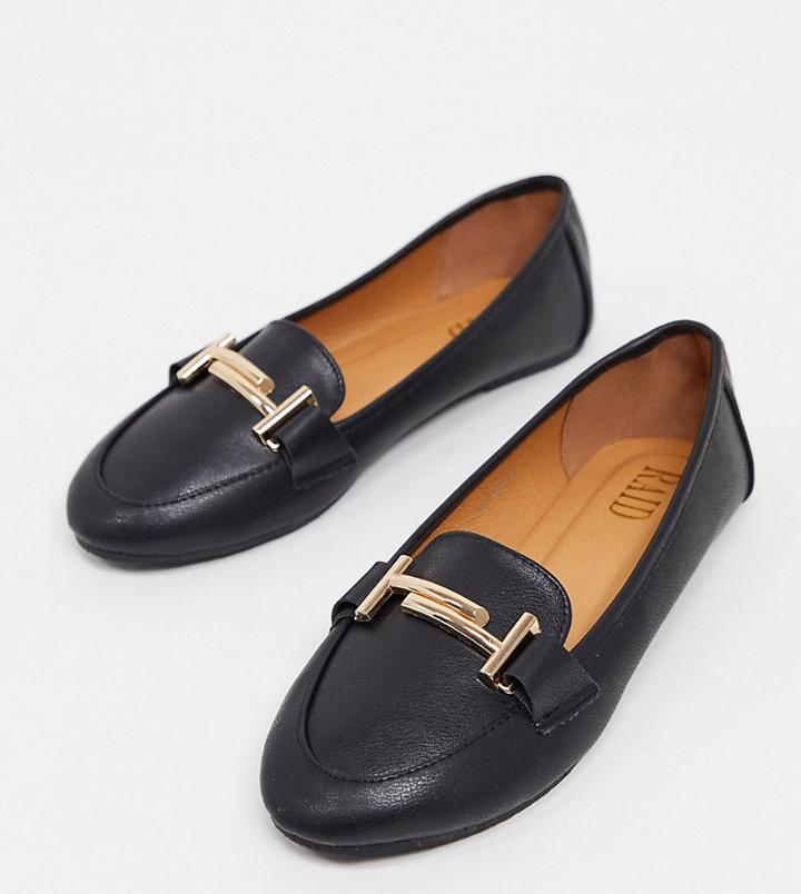 Raid Nidhi Wide Fit Loafer With Bit Detail In Black