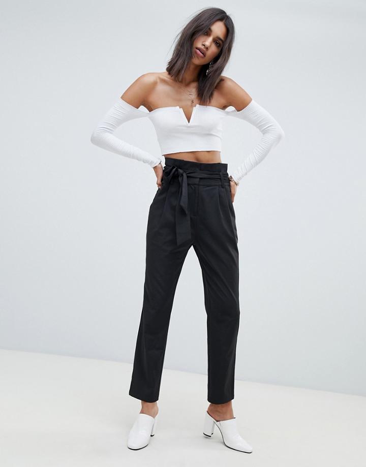 Na-kd Tie Waist Pants In Black - Black