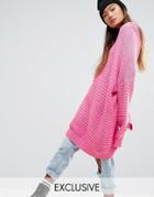 Mad But Magic Oversized Sweater Dress In Chunky Rib - Pink