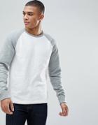Abercrombie & Fitch Long Sleeve Baseball Top Contrast Sleeve In Gray/off White - Cream