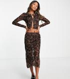 Reclaimed Vintage Midi Skirt In Grunge Paisley Print - Part Of A Set-brown