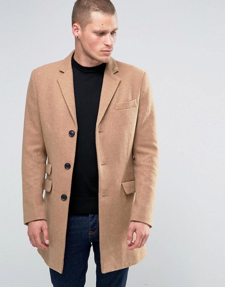 Farah Overcoat In Camel - Tan