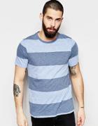 Farah T-shirt With Block Stripe Slim Fit - Blue