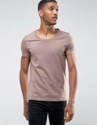 Asos T-shirt With Scoop Neck - Brown