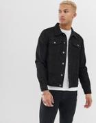 Another Infuence Slim Fit Black Denim Jacket - Black