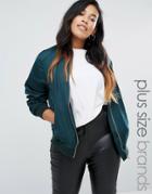 New Look Plus Sateen Bomber - Green