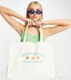 Daisy Street Exclusive Tote Bag With Sunflower Print In Cream-white